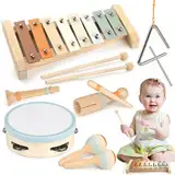 Musikinstrumente für Kinder Kinderspielzeug ab 3 Jahre holzspielzeug Trommel Xylophone für Kinder Baby Musikspielzeug Montessori Spielzeug ab 3 Jahre