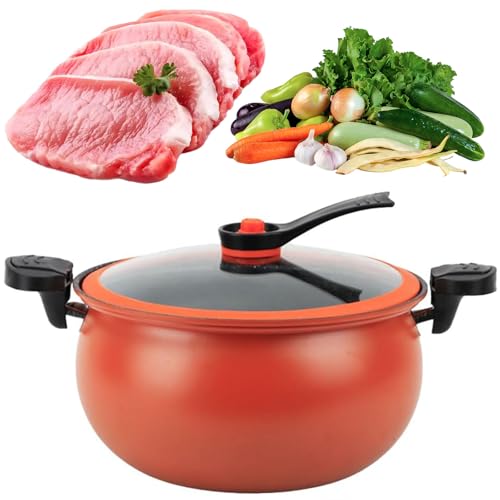 Micro Schnellkochtopf Schnellkochtopf Kochgeschirr, Mini Schnellkochtopf, große Kapazität Mcrib Stone Micro, multifunktionale Antihaft 28cm Durchmesser, für Gas, Induktion, Elektroherde(B: orange)