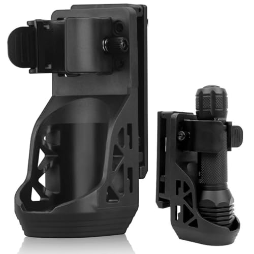 SQLJYU 360-Grad-Drehung Taschenlampen Holster für Gürtel, Taktische Taschenlampe Hülle mit Hebel-Seitenschlosssystem - Praktisches PVC Tasche für Taschenlampen mit 22-32 mm Durchmesser