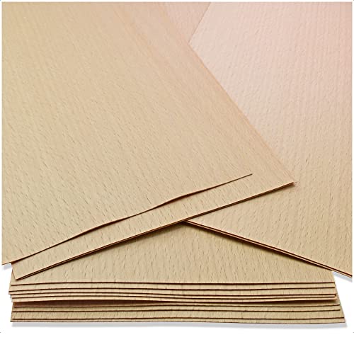 Mprofi MT® 15-16 Furniere Buche - Furnierholz - Bastelholz Platten - Furnier Zum Aufbügeln - Furnierstreifen für DIY - Holzfurnier Echtholz Perfekt für Bastelholz, Modellbau, Kreativ - FB/15-16