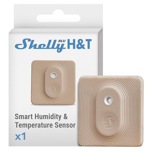 Shelly Blu H&T Mocha | Bluetooth-gesteuerter Temperatur- und Luftfeuchtigkeitssensor | Spritzwassergeschützter und Staubdichter | Schutzklasse IP54 | iOS-Android-App | Verschlüsselung