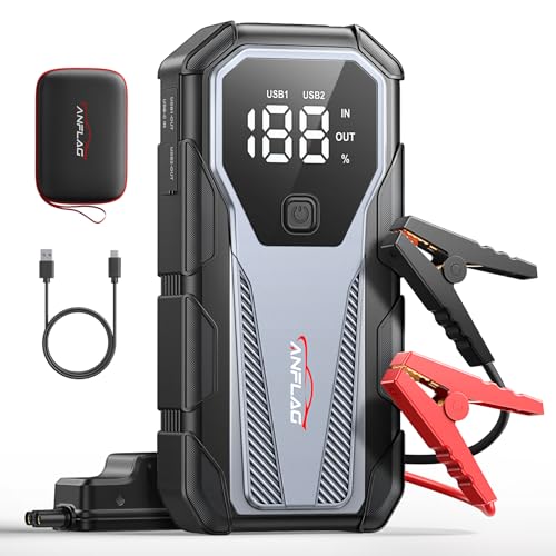 ANFLAG Auto Starthilfe Powerbank, 7000A Spitzstrom Starter Powerbank für 12V Fahrzeuge (Bis zu 10L Benzin/8L Diesel), Jump Starter mit LED, USB Schnellladung 3.0 und Startzwang-Taster(BD30)