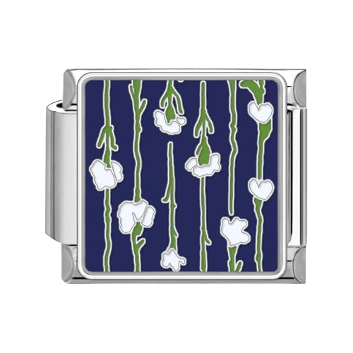 Greenyre Italian Charm Bracelet Vintage Italian Charms Edelstahl 9mm Blumen-series Bracelet,DIY Abnehmbar Module für Italienische Armbänder,Italian Style Charms für Damen Mädchen(Style-15)