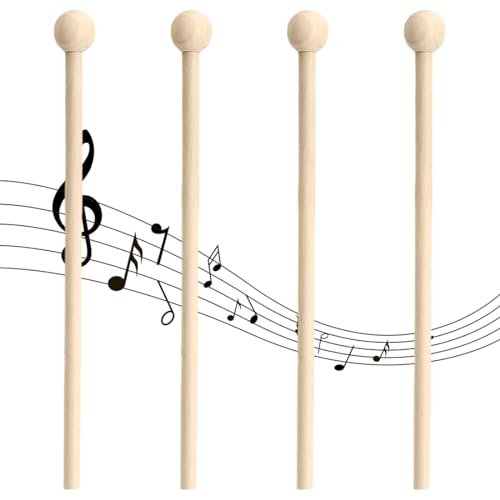 4er-Set Holzschlägel: Mallet Drumsticks Marimba & Klangstäbe für Xylophon, Glocken & Holzblöcke - ideal für Anfänger & Erwachsene.