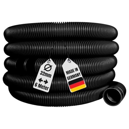 AquaOne Poolschlauch 32mm schwarz I Hochwertiger Pool Schlauch für Garten & Schwimmbad I Solarschlauch I Schwimmbadschlauch I Saugschlauch I Pumpenschlauch I Flexibel Wasserschlauch (6 Meter)