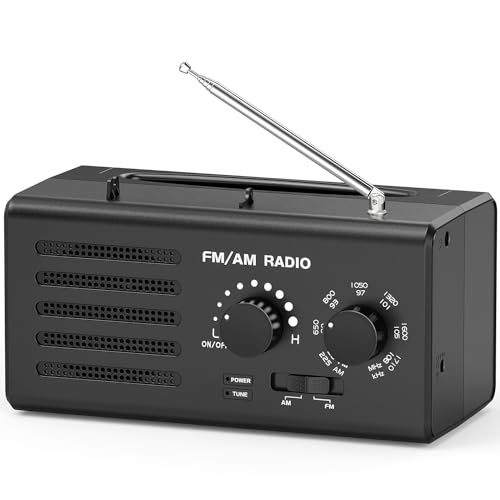 Transistorradio – AM FM Tragbares Radio mit Bestem Empfang, Eingebautem Lautsprecher, Kopfhöreranschluss, unterstützt USB-Stromversorgung/Batteriebetriebenes Radio für Zuhause/Outdoor/Camping（Schwarz）