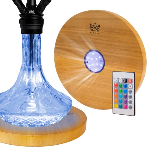 Ryosee Shisha LED Untersetzer mit LED und Fernbedienung 30cm Hochwertige Handarbeit Durchmesser für Gemütliche Atmosphäre für Jede Shisha geeignet Langlebiges und Robustes Shisha Zubehör