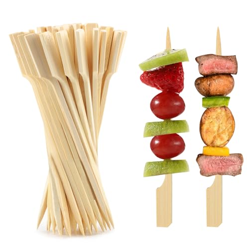 Bambusspieße, 11,9 cm, Holzspieße, Spieße für Vorspeisen, breites flaches Paddel, Spieße für Cocktail, Obst, Grill, Sandwich, Getränke, Partyzubehör, 360 Stück
