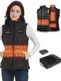 Gokozy Veste chauffante femme - gilet chauffant pour femmes avec pack batterie | Manteau léger et chaud | blouson chauffant d'extérieur