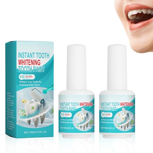 2 Flaschen Zahnlack Weiß,Zahnlack Teeth Whitening Paint,Milde Formel,Schnelle Wirkung,Einfache und Bequeme Anwendung,Frischer Atem Bei Kontinuierlicher Anwendung (15 Ml)