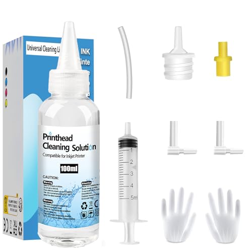 SHUOLEI Druckkopfreiniger Düsenreiniger zum Reinigen Druckkopf Reinigungsflüssigkeit für Aller Tintenstrahldrucker Epson Canon Brother HP Lexmark Kodak Samsung Flüssigdrucker Kopfreinigungsset 100ml