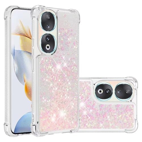 Nadoli Glitzer Treibsand Hülle für Honor 90,Silikon Stoßfest Handyhülle Transparent TPU Bumper Schutzhülle Flüssig Durchsichtig Quicksand Case