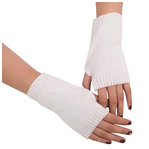 Orbgons Fingerlose Handschuhe Frauen weich Winter warm halten Handschuh auf der Miete Kostüme (White, One Size)