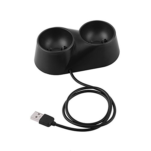 Richer-R PS4 VR Ladestation, Dual Ladegerät Dock Station Gamepads Virtual Reality Dock,Move gleichzeitig Laden Ladestation für 4 VR-Controller Schwarz