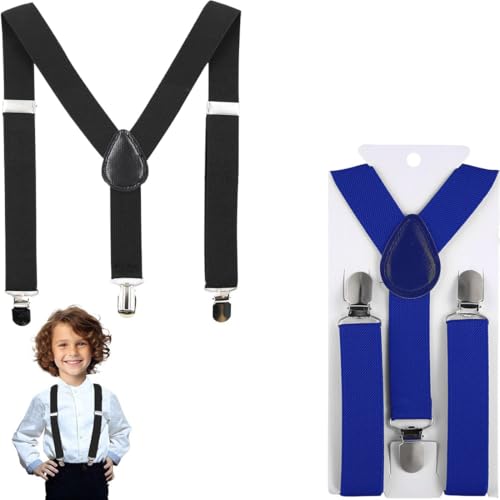 XENQITO 2 Stück Hosenträger Set,Kinder Hosenträger Sets,Y-Form Einstellbar Hosenträger,Verstellbare Hosenträger im Set für Jungen und Mädchen,Hosenträger Breit Elastisch,Längenverstellbar