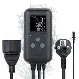 Digitaler Temperaturregler Wasserdichter Panel-Thermostat für Gewächshaus, Aquarium, Inkubator, Terrarium, Thermostatsteckdosen unterstützen Heizung und Kühlung 15A