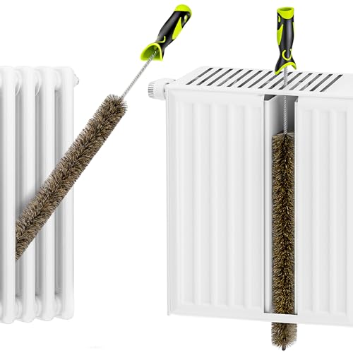 Heizkörperbürste 81cm Wildschweinborsten Heizungsbürste Lange Flexible Heizkörperbürste mit gedrehtem Draht &Silikonschutzschlauch, Ideal für die Reinigung von Flachheizkörper