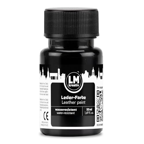 LM-Kreativ Lederfarbe 50ml - Schwarz - Hochwertige Farbe für Lederpflege und Leder Reparatur – Ideal für Sneaker, Schuhe und Taschen - Geeignet für Glattleder, Kunstleder und Lederoberflächen