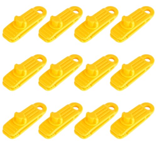 Peosaard Tarp Clips Heavy Lock Grip Tent Clips Campingzubehör für Zelt Caravan Sumopies 12 pcs Gelb, Planenclips