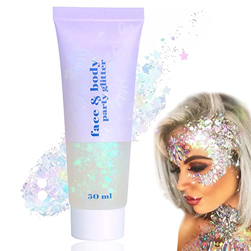 Glitter Gel,Glitter Liquid Lidschatten Body Lotion,Chunky Glitter Gel,Meerjungfrau Pailletten Funkelnde,für Gesicht Haare Lippen Nagel,farbenprächtig