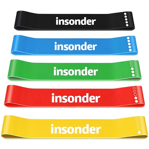 Insonder Fitnessbänder 5er Set - Resistance Bands Set - Widerstandsbänder, Gymnastikband, Fitnessband - Strength Training Equipment - Gummiband Sport - Trainingsbänder + Booty Band