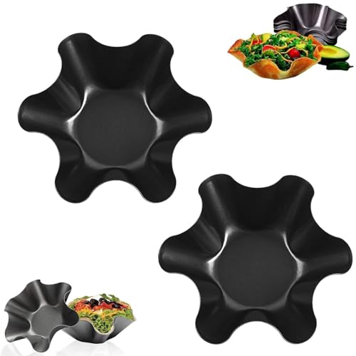 Backschale in Blütenblattform, Karbonstahl, Blütenblattform, Backform aus Karbonstahl, Backform für Küche, Tortilla-Pfannen-Set, Salatschüssel (15,2 cm Blütenblätter, 2 Stück)