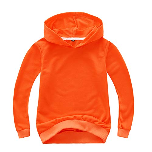 Blitzangebote Des Tages Hoodie Mädchen Kinder Kapuzenpullover Baumwolle Tops Einfarbig Sweatshirt Kleidung Bekleidung Oberteile Kleinkind Sportshirt Pullover Top Junge Long Sleeve Top Orange,150