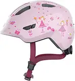 ABUS Kinderhelm Smiley 3.0 - Fahrradhelm mit tiefer Passform, kindergerechten Designs & Platz für einen Zopf - für Mädchen und Jungs - Rosa mit Prinzessinen-Muster, Größe S