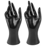 ANNASAMDO 2er Pack Schmuckständer Hand, Weibliche Mannequin Handmodell Armband Halterung Ringhalter Schmuckhalter Schmuckhand Schmuck Display Organizer Ringständer - Schwarz, Rechte Hände