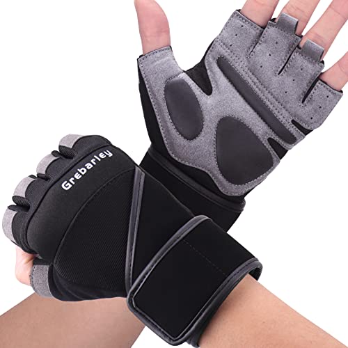 Grebarley Fitness Handschuhe,Trainingshandschuhe für Damen und Herren - Fitness Handschuhe für Krafttraining,Bodybuilding,Kraftsport & Crossfit Training (Lang-Aktualisierte, XL)