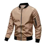 WKAYsIV Herren Für Lederhose für Herren im und Winter mit winddichter Baseballjacke mit Reißverschluss Herren Warme (Khaki, XXXL)