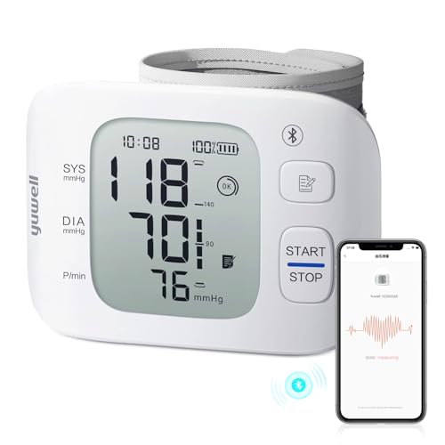 yuwell Intelligentes Wiederaufladbares Handgelenk-Blutdruckmessgerät für den Heimgebrauch, große Blutdruckmanschette, Blutdruckgerät mit Unregelmäßigem Herzschlag und Sprachfunktion(YE8800AR)