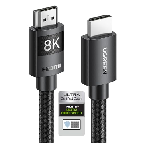 UGREEN HDMI 2.1 Kabel 10K 8K 60Hz 4K 120Hz 144Hz HDMI 8K Kabel 48Gbit/s High Speed Ethernet Ultra HD eARC HDR 10+ HDCP Dolby Vision VRR kompatibel mit TV/PS5/PS4/ Xbox-Serie X/Monitor (1M)