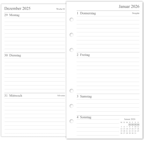 newestor 2026 Wochenplaner Einlage Personal, 1 Woche auf 2 Seiten, Kompatibel mit Filofax Personal Organiser, 9,5x17,1cm
