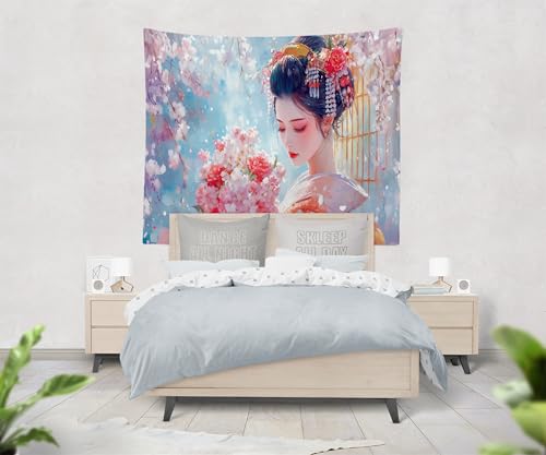 DEZEE Kyoto-Stil Elegantes Muster-Tapisserie Wandbehang,Mit Kunst Natur Home Für Wohnzimmer Schlafzimmer Wohnheim Dekor Psychedelische Hintergrundwand (b,L:59 x 79in(150 x 210cm))