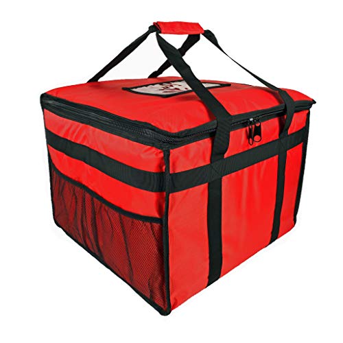 HFB70L Wärmespeichertasche für Pizza, Imbiss-Restaurant, Picknick, indisch, Chinesisch, Kebab, Catering, Liefertasche, thermisch isoliert, 45 x 45 x 35 cm, Rot