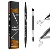 Augenbrauenstift,Wasserdichter Schweißfester,Vegane Formel,2-in-1 Dual-Professional Makeup Microblading Augenbrauenstift,Augenbrauenstift für perfekt definierte Augenbrauen,mit Gabelspitze Applikator,