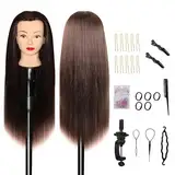 Aofadaning Trainingsköpfe 100% von dem Hochtemperaturfaser Haar 28zoll Trainingskopf für Frisöre with stand DIY Haare Frisuren Set (rötlich-schwarz)