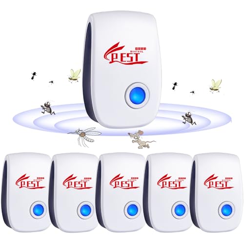 Ultraschall Schädlingsbekämpfer,6 Stück Elektronische Insektenschutzmittel, Moskitoschutz Innenräumen Pest Repeller für Kakerlaken, Mäuse, Fliegen, Mücken, Spinnen