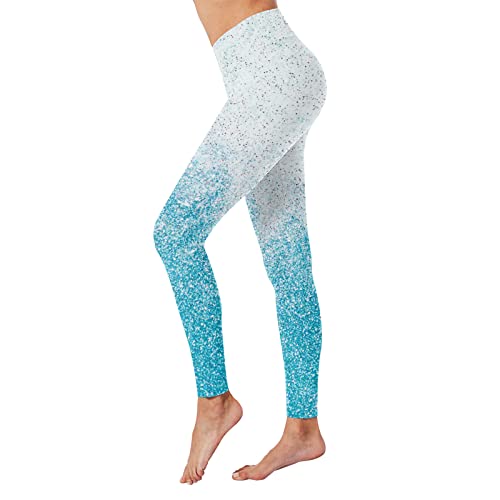 High Waist Sportsleggins Frauen Bedruckte Hosenhose Leggings Hohe Taille Workout Laufsporthose Butt Lift Yogahose Lässige Damen-Sweatpants High Waist Hose für Alltag Freizeitaktivitäten (Blue, M)