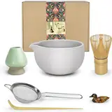 Artcome Matcha Zeremonie Kit für japanische Teezeremonie, Schüssel mit Ausgießer, Schneebesen, Teeschaufel, Matcha-Pulversieb, Matcha-Teeset für die Herstellung von Usucha, Koicha und Matcha Latte