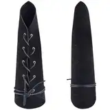 GORGECRAFT 2Stk Leder-Armschutz Mittelalterliches Schwarzes PU-Leder Armschienen Retro-Renaissance-Wildleder-Stulpen-Armband Kunstleder-Armrüstungsmanschette Für Halloween Erwachsene Ritter-Cosplay