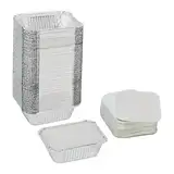 Relaxdays Aluschalen mit Deckel, 100er Set, 260 ml, zum Backen & Grillen, Assietten für Gastronomie, Alubehälter, Silber