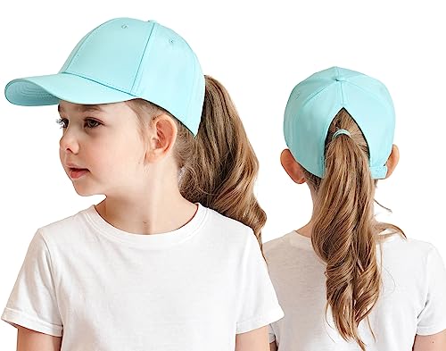 Cysocool Kinder Pferdeschwanz Baseballkappe 3-8 Jahre Mädchen Jungen Golf Visor Basecap Hut Sonnenblende Hut UV-Schutz Schirmmütze Sommermütze Junior Sommerhut Tennis Kappe Sonnenhut Visier UPF 50+