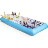 Novelty Place Aufblasbare EIS-Servier-Buffetbar mit Ablassstopfen – blaues Salattablett und Getränkekühler für Party, Picknick und Camping (1 Stück)