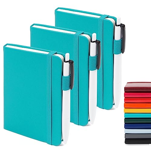 feela Notizbuch A6, 3 Stück Notizbücher Set, Journale Buch Bulk mit 3 Gelstiften schwarz, 80 GSM, 112 Seiten, 8,89x13,97cm, Mini Notizblock Set geeignet für Büro und Schule, smaragdes Notizheft