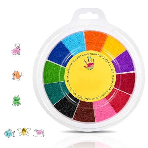 Moosono Stempelkissen Bunt, Stempelkissen Fingerabdruck 13 Farben, Ungiftig Abwaschbar Kinder Stamp Pad Fingerstempelfarbe für DIY, Kinder Geburtstags und Stoff Malerei