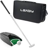 Tragbares Golfputter Reise-Übungs-Putting-Set mit Koffer Indoor Outdoor Yard, Golfer Kinderspielzeug Indoor-Golfspiel-Set, Ballrückgabesystem Putter aus Zinklegierung Executive Office Putter-Set