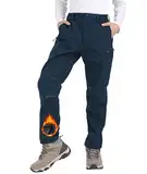 Djtnzdm Skihose Kinder Winter Thermohose Jungen Gefütterte Softshellhose Kinder Mädchen Trekkinghose Winddicht Schneehose Jungen Warm Thermohose Jungen wasserdichte Wanderhose Navyblau 146-152