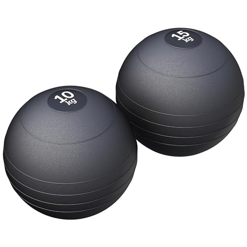 GORILLA SPORTS® Slamball-Set Gummi Schwarz 25 kg – 2 Medizinbälle Schwarz 10 kg + 15 kg